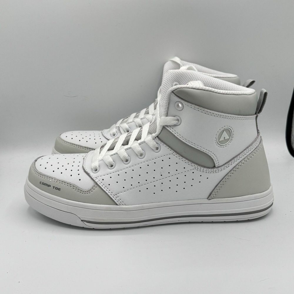Airwalk Safety Mens Arena Mid Composite Toe Work Shoe White Grey Aw6452